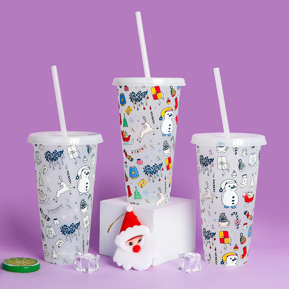 Plastic PP IML tumbler with full-wrap color-changing design