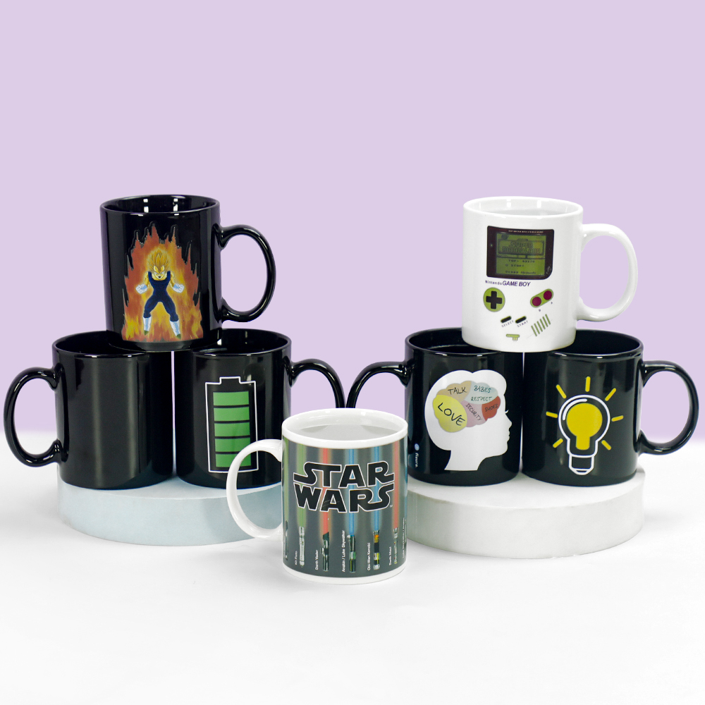 Ceramic mug with botanical hot-change reveal